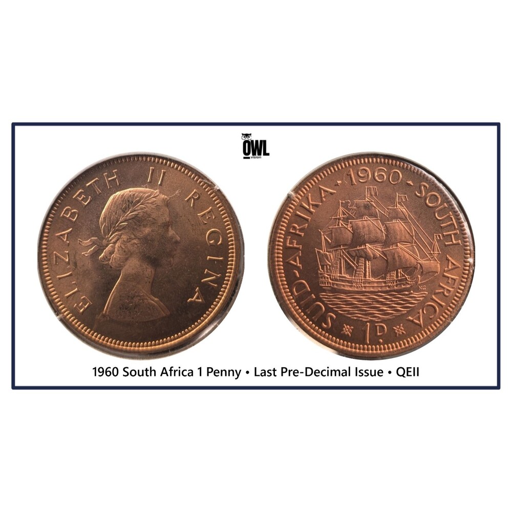 1960 South Africa Brilliant 1 Penny Coin - RED and Full Lustre!
